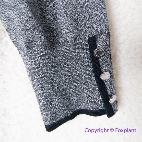 CALVIN KLEIN Women's Gray Contrast-trim Cold-shoulder Sweater Top Size M - Picture 13 of 16